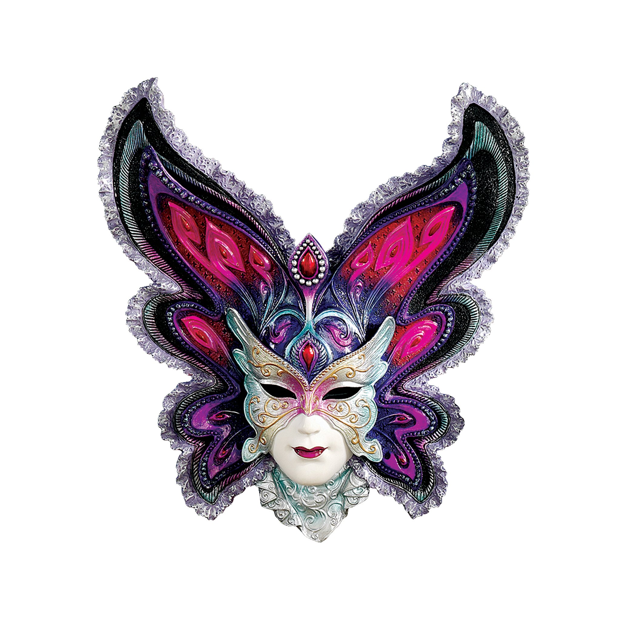 Design Toscano WU75053 Maidens of Mardi Gras Wall Mask Sculpture - Butterfly Maiden