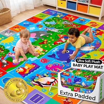 QUOKKA ABC Baby Play Mat 150x112 cm Non-Slip Plush Crawling Floor Rug