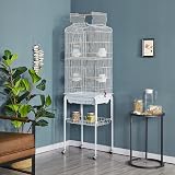 Yaheetech Metal Bird Cage Small Bird Parrot Cage Open Top Rolling Stand view 2