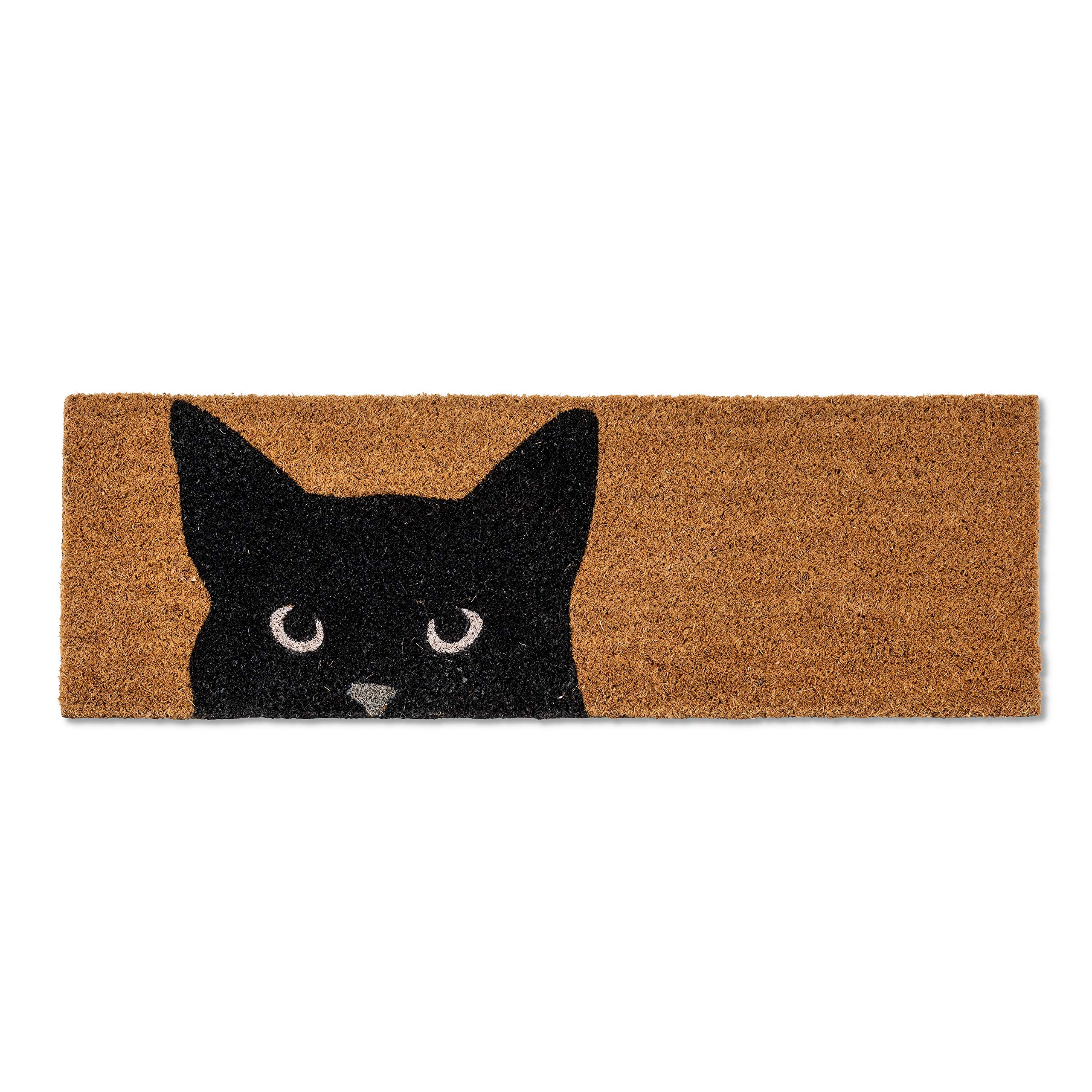 Photo 1 of Abbott Collection Peeking Cat Small Balcony Doormat with Non-Slip Backing - Coir Fibre/PVC, Natural (10x30 L)