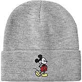 Mickey Mouse Mickey Embroidery Heather Gray Acrylic Knit Standard Cuff Beanie