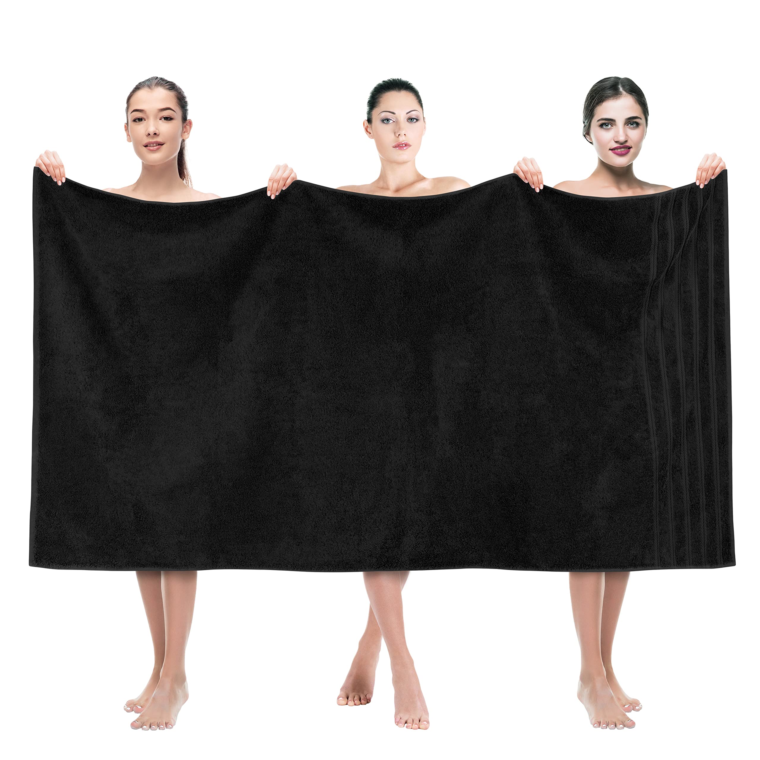 Photo 1 of American Soft Linen 35x70 Jumbo Large Bath Towels, 100% Cotton Turkish Bath Sheet, Oversized Luxury Bath Towel Sheets for Bathroom Beach and Pool, Black