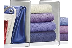 LYNK PROFESSIONAL® HOME™ Shelf Dividers - Linen Closet Organizers and Storage - Linen Storage - Closet Organization - Towel Organizer for Closet (Set of 2) - Platinum