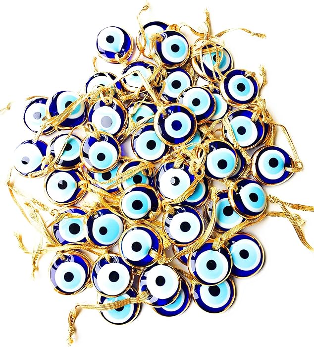 Bion, Gold Evil Eye Glass Beads, 1 Piece - 1.7