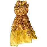 Indian Om Mantra Scarf Block Print (saffron)