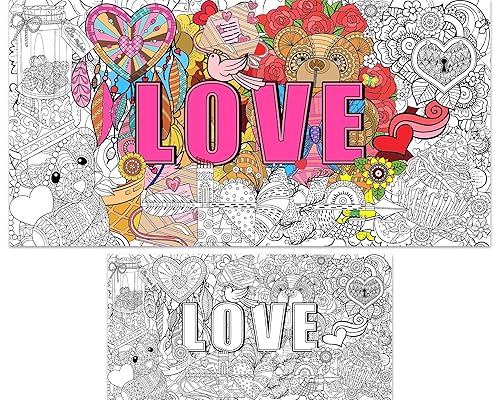Valentine's Day Coloring Poster for Kids Large Valentine’s Day Coloring