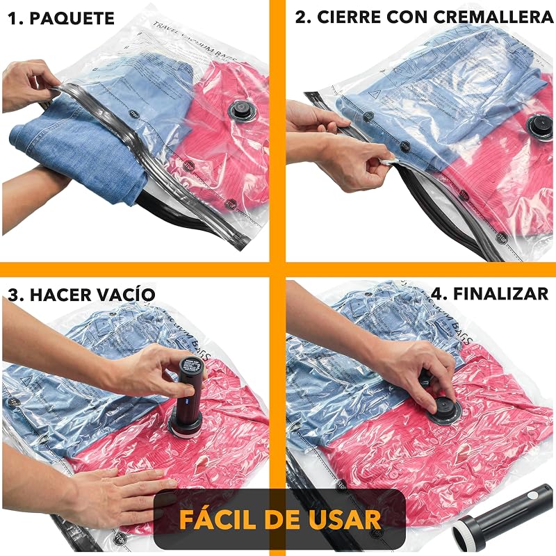 Bolsas Vacío Ropa Viaje con Bomba de Vacío Inalámbrica, 24 Bolsas — foto 5 de 5