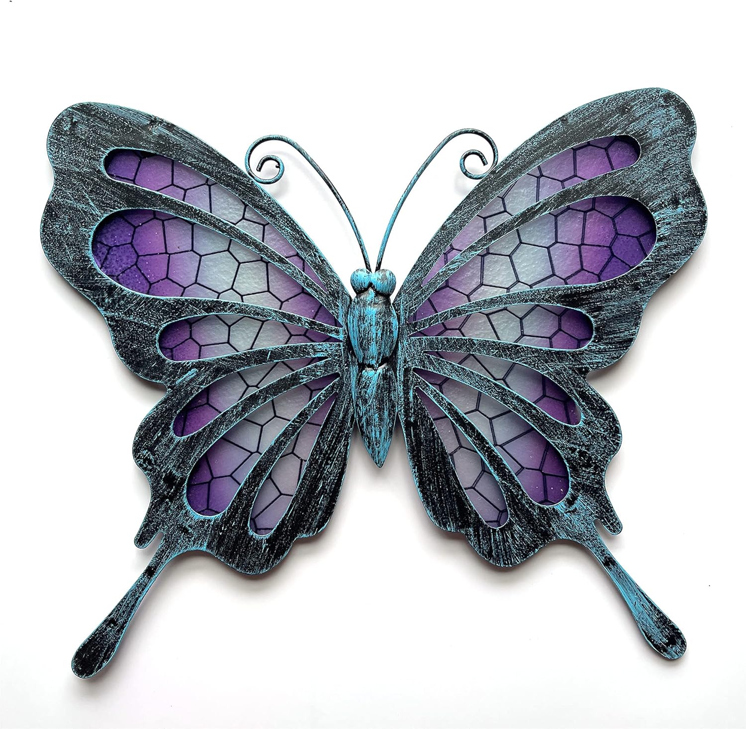 Plaques & Wall Art - POXOHO Mosaic Butterfly Metal Wall Decor Outdoor Glass Wall Art for Home, Living Room, Bedroom, Garden, Patio