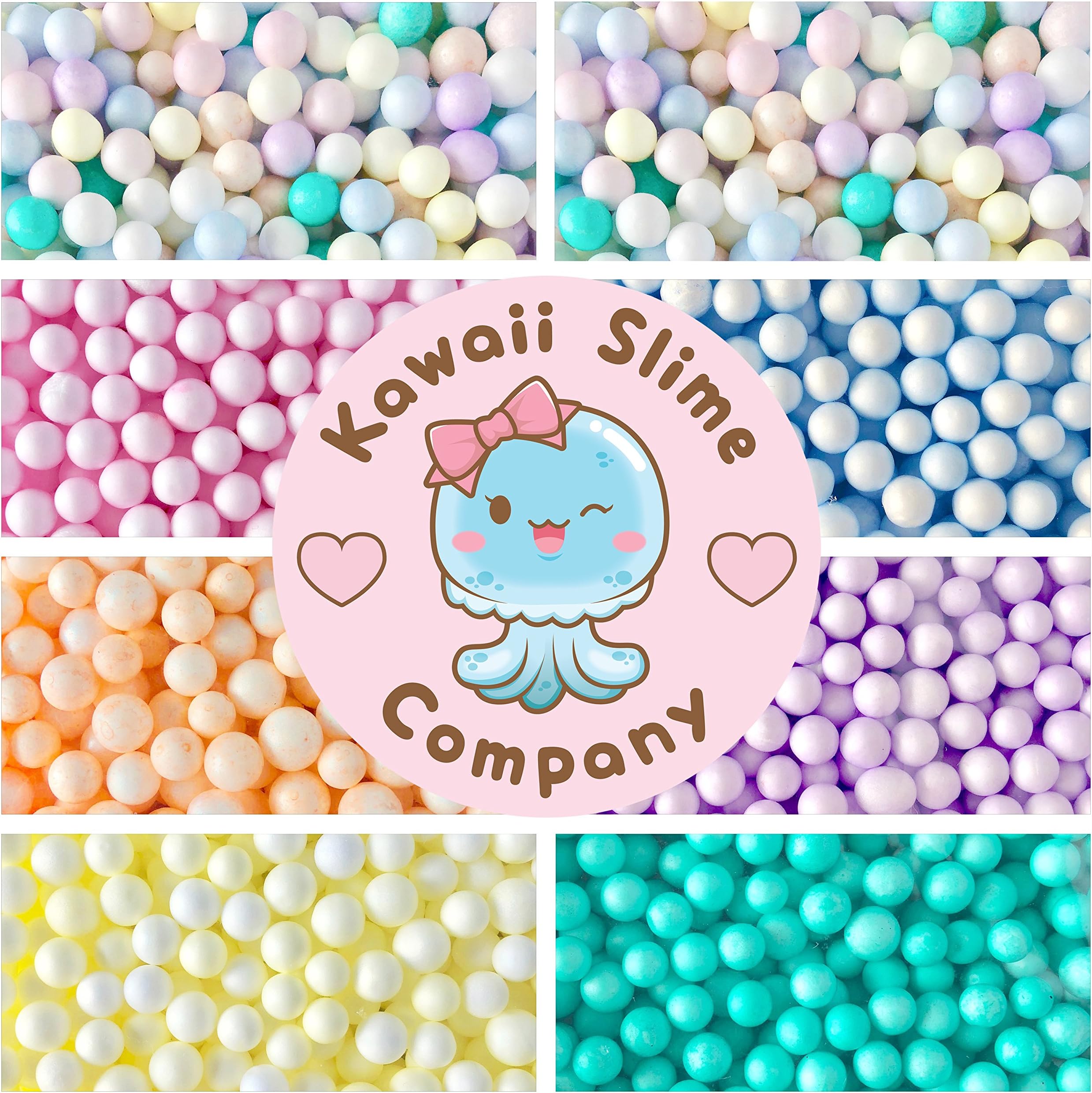 Kawaii Slime Company Large Pastel Foam Beads for Slime - 8 Color Kit - Double Pastel Rainbow