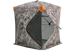 VEVOR Hunting Blind，See Through Ground Blinds with Carrying Bag, 360 Degree Portable Camouflage Tent，Durable Concealed Shelter with Silent Side Door and Window, for Turkey and Deer
