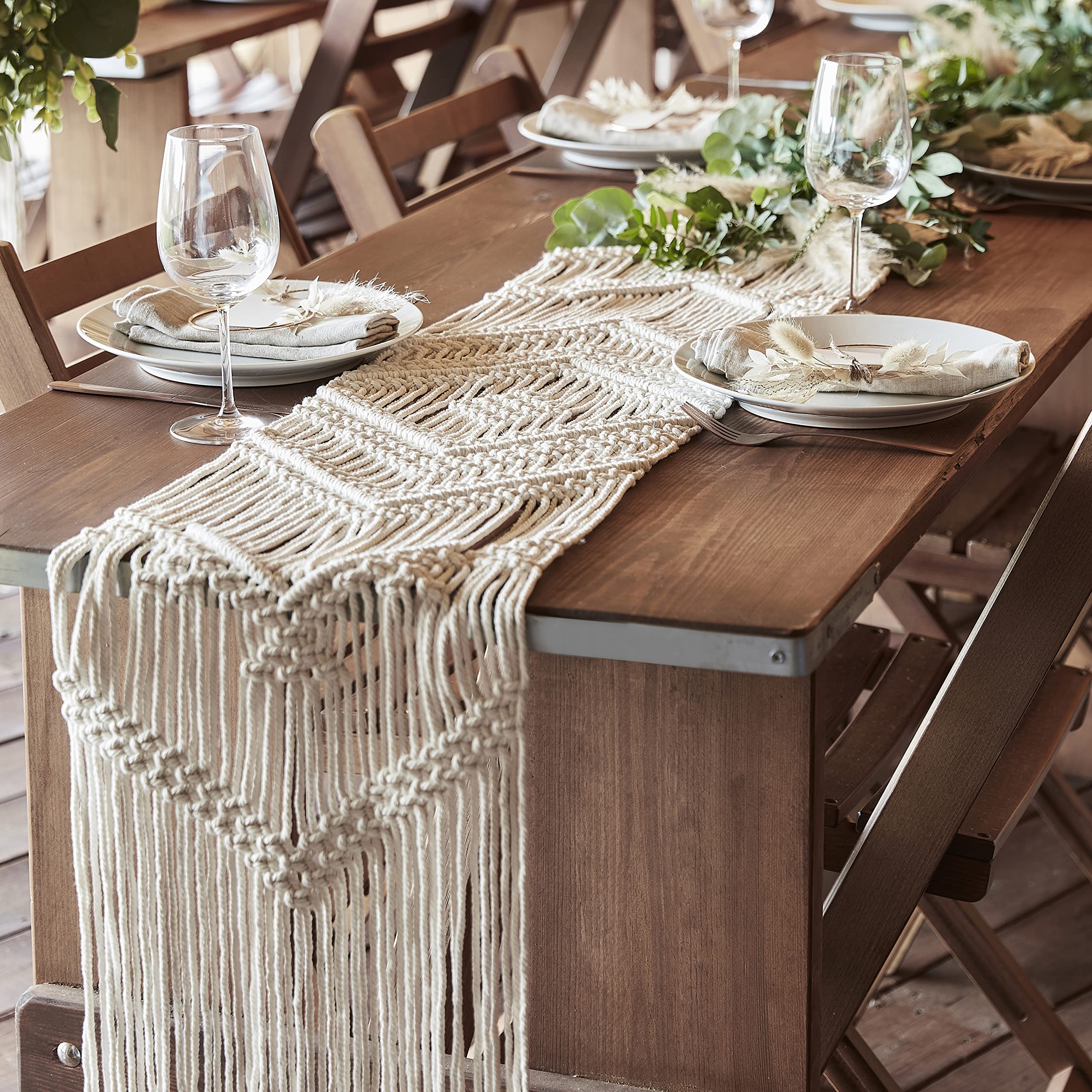 Ginger Ray Macrame Boho Table Runner for Weddings or Dining Tables