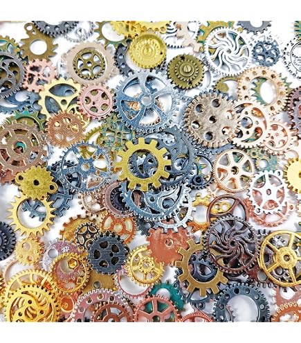 Idea-Ology Metal Gadget Gears 1.5\" To 2\" 5/Pkg Antique Nickel, Brass...