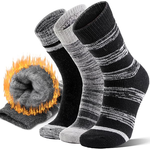Hocerlu Lot 5 Paires Chaussettes Thermiques Épaisses Hiver – Femme/Homme 35-42 | Laine Chaude & Confortable | Couleurs Tendances !