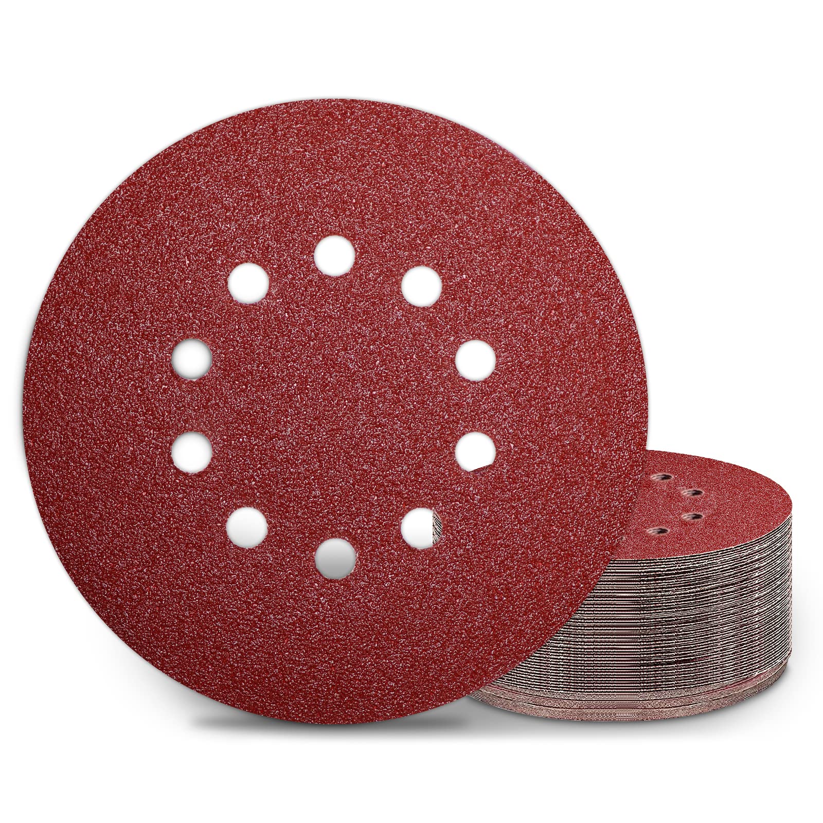 KONGMING 25 Pcs 225mm Sanding Discs Grit 40 9 inch Sanding Discs 10 Hole Hook and Loop for Drywall Sander