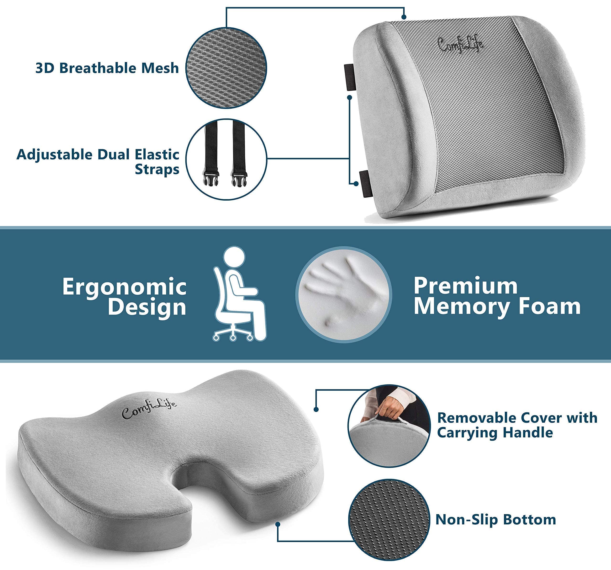 ComfiLife Body Positioner, Seat Cushion Lumbar Support Bundle