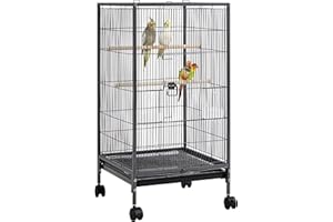 Yaheetech 40 Inch Wrought Iron Bird Cage Open-Top Parrot Cage with Rolling Stand for Parakeets Cockatiels Budgies Parrotlets Lovebirds Canary Small-Sized Birds Parrots