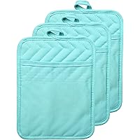 VEIKERY Oven Pot Holder with Pocket 100% Cotton Heat Resistant Coaster Potholder Kitchen Hot Pad Oven Mitts for Cooking…