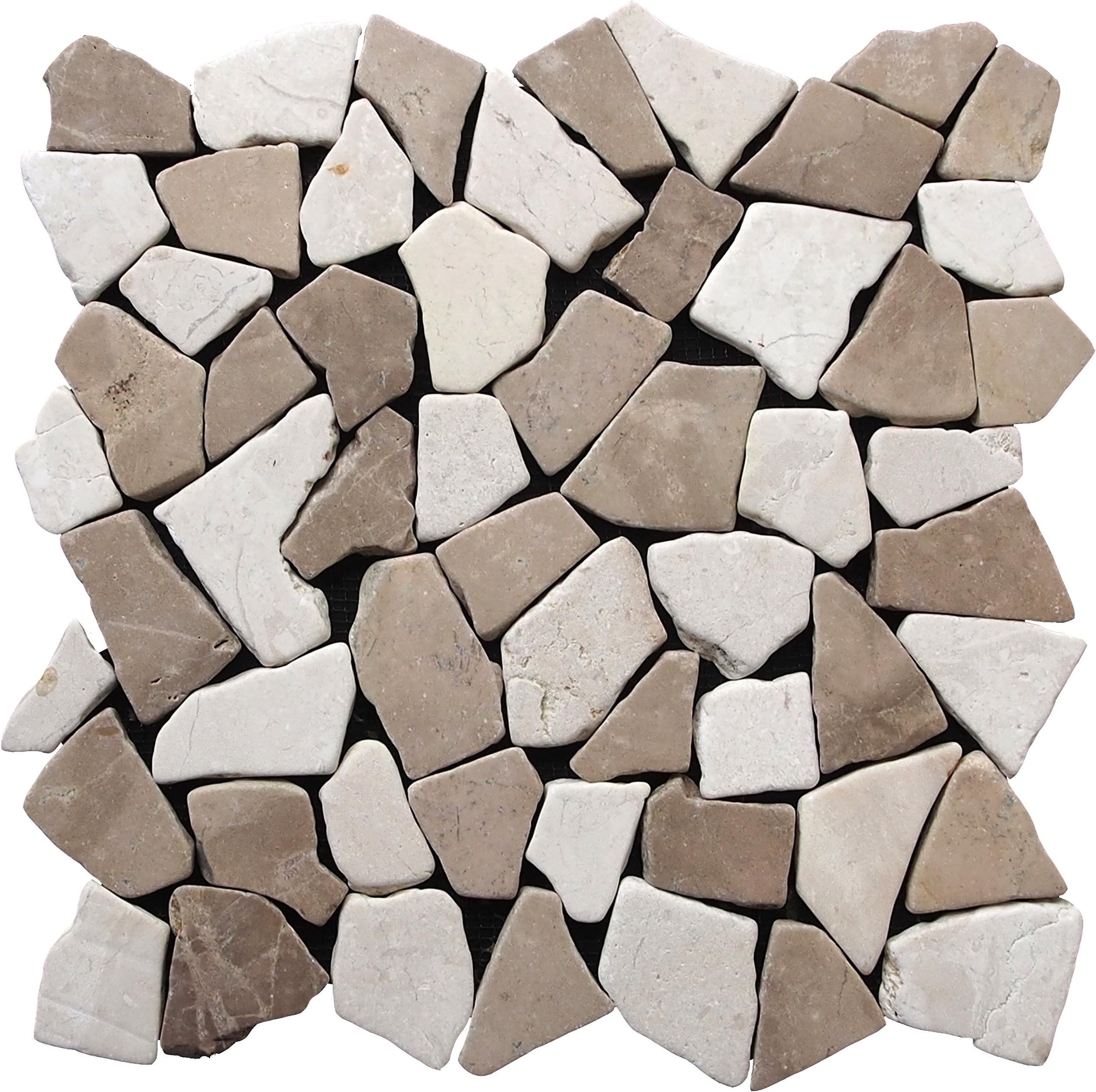 Pebble Tile Fit Mosaic Tile 11 3/8" x 11 3/8" (.905 sq. ft. per Piece) Tan & White Blend