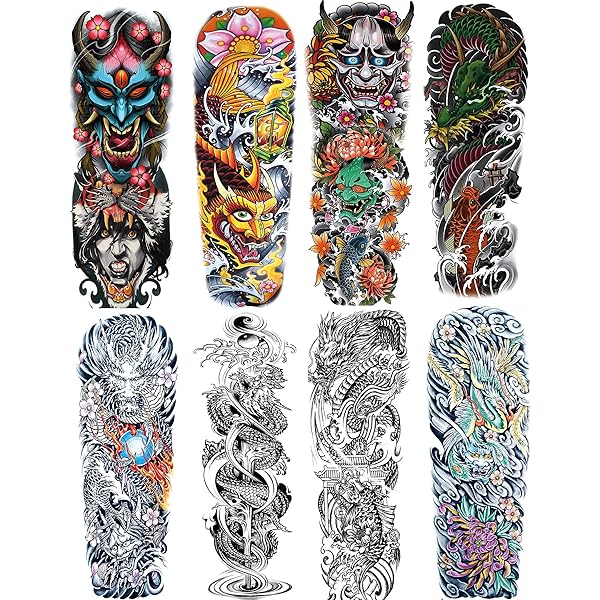 Amazon.com : Oottati 4 Sheet Fake Sleeve Full Arm Temporary