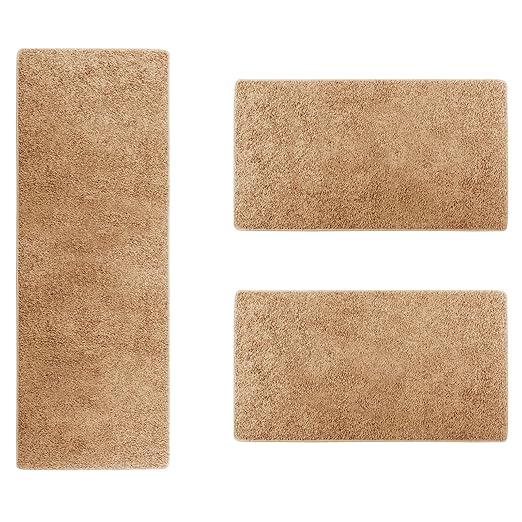 Scendiletto Camera Da Letto Set Tappeti Da Camera Da Letto 3 Pezzi Shaggy Morbidi In Vari Colori Beige