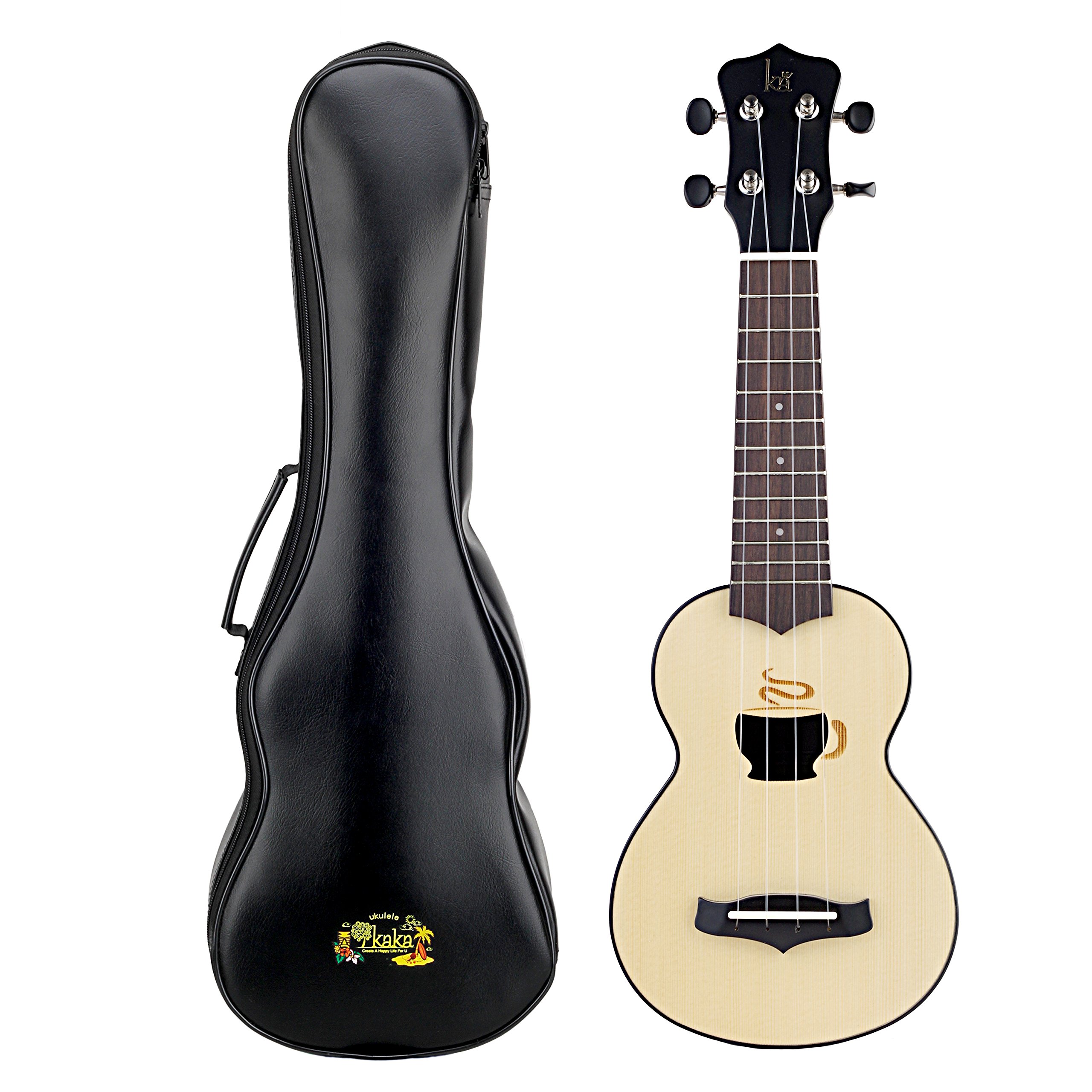 Small Kids Guitar Ukulele Nylon String 17\'\' with Zipped Carry Case (Coffee Cup Version)