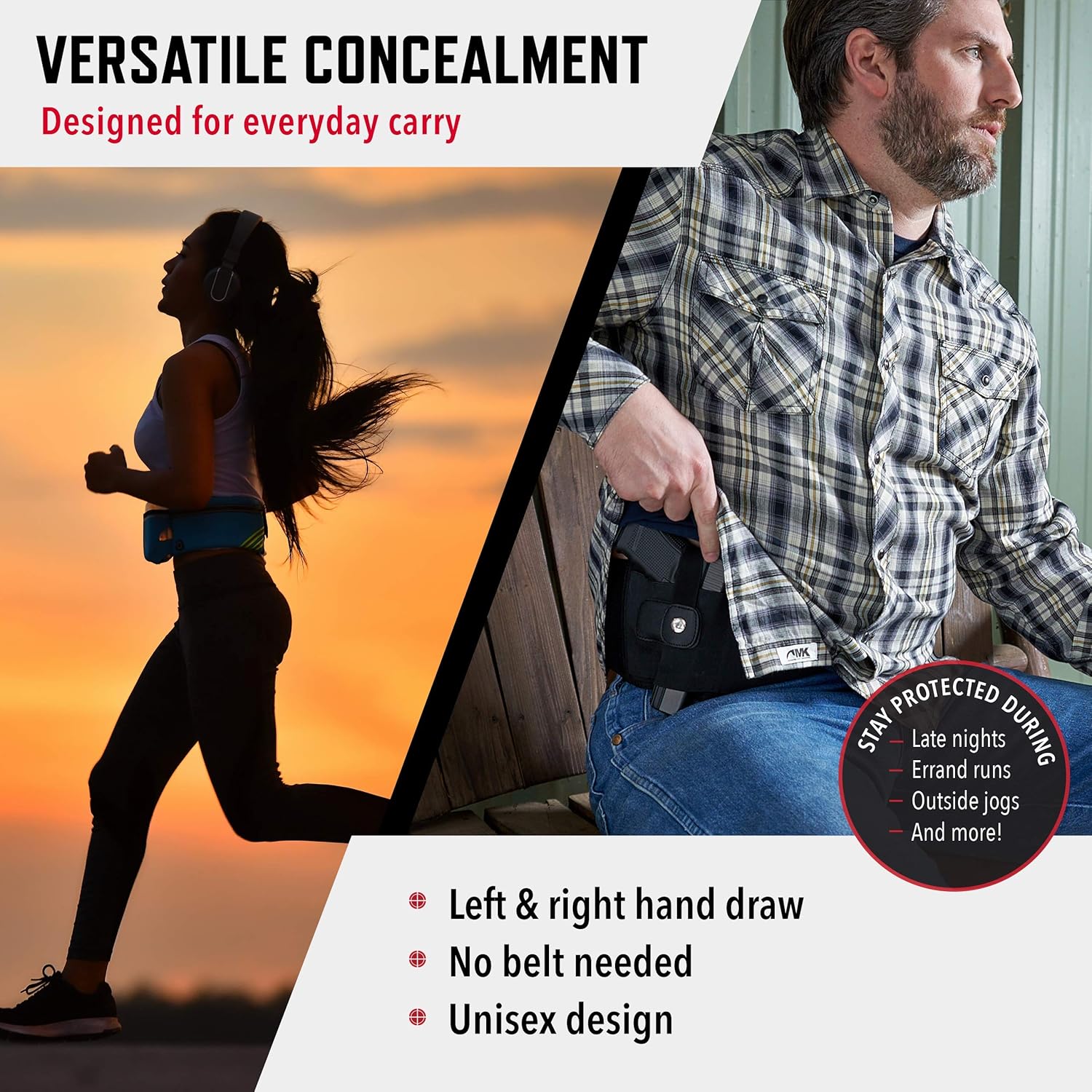ComfortTac Ultimate Belly Band Gun Holster for Concealed Carry | Compatible with Smith and Wesson, Shield, Glock 19, 17, 42, 43, P238, Ruger LCP, and Similar Guns, for Men and Women : Sports & Outdoors