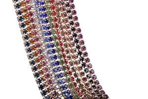 KAOYOO 12 Yards Crystal Rhinestone Chain Trim Mixed for DIY,Sewing,Crafts,Decoration(1 Yard for Each Color,SS06/2.0mm/0.08")