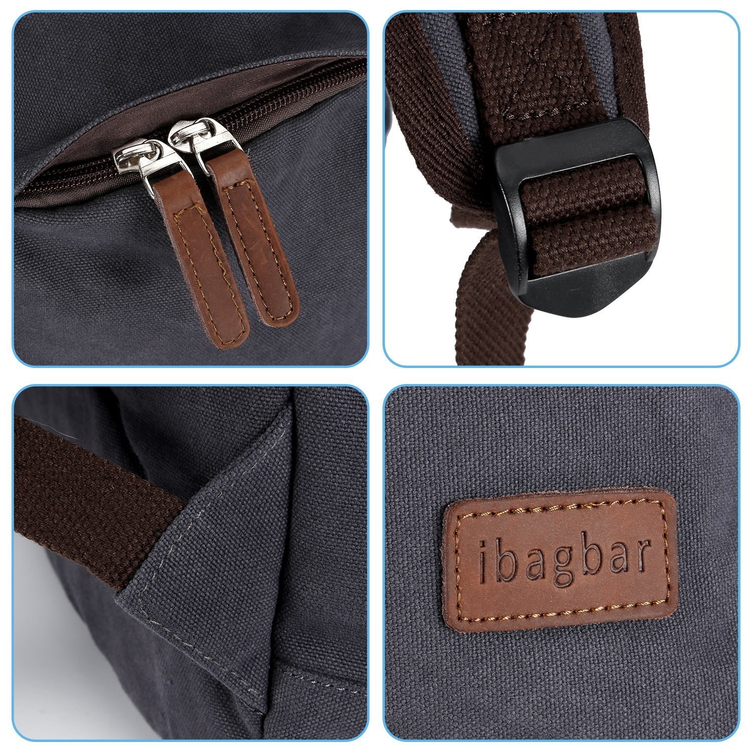 ibagbar Classic Lightweight Canvas Backpack Daypacks Dark Gray