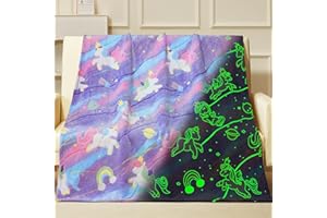 RRKTP Unicorns Gifts Toys for Girls,Glow in The Dark Unicorns Blanket, Birthday Presents Decor for Kids Age 3-14 Year Old Daughter Teen Child Toddler Luminous Christmas Bedroom Throw Blanket 50"x60"
