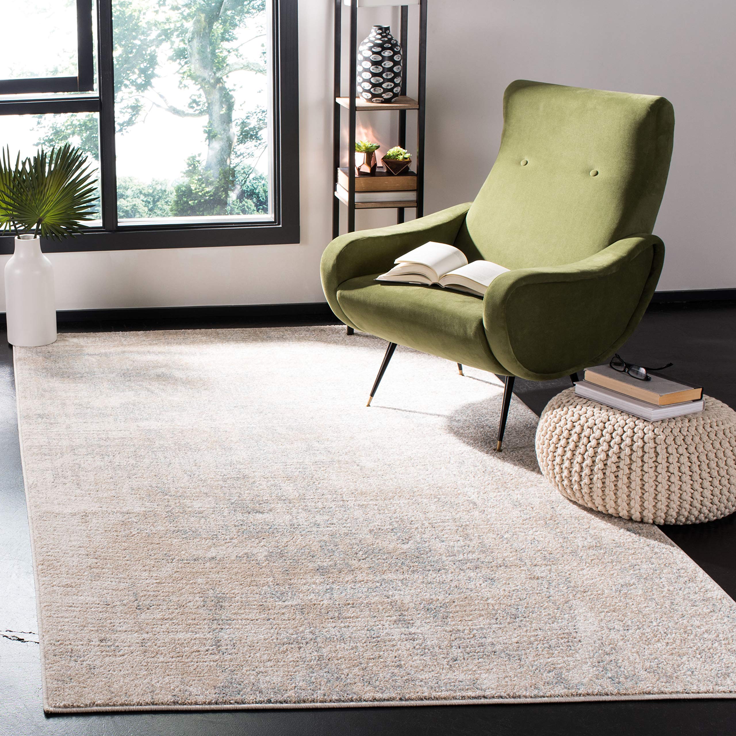 Safavieh Modern Abstract Indoor Woven Rectangle Area Rug, Adirondack Collection, ADR207, in Beige / Slate, 91 X 152 cm for Living Room, Bedroom or Any Indoor Space
