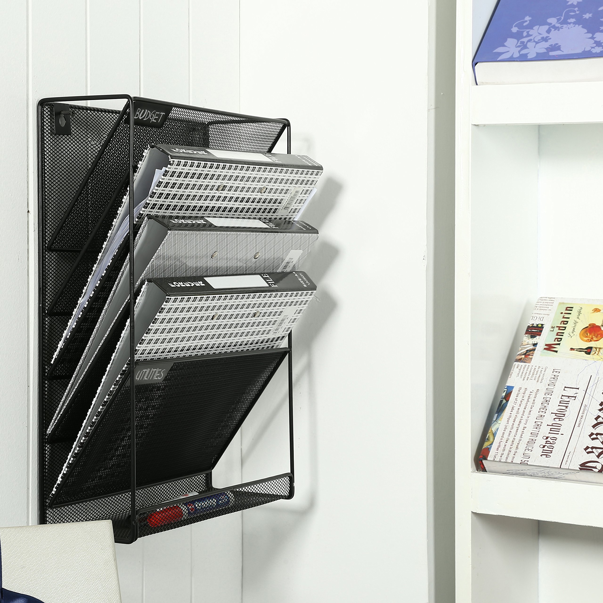 MyGift WallMounted Black Metal 6Slot Magazine Rack/Document Organizer Buy Online in UAE