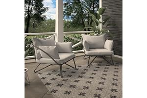 Novogratz 88061CWGE Poolside Gossip Collection, Teddi Outdoor, 2-Piece, Charcoal Patio-Lounge-Chairs