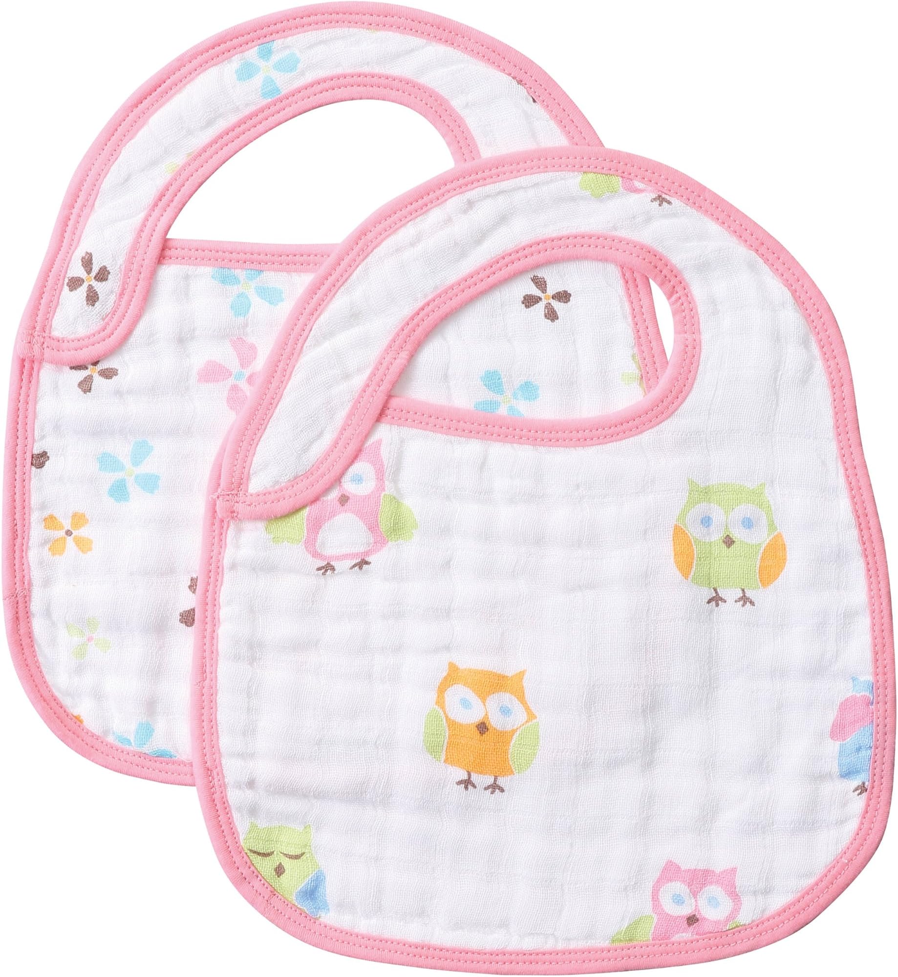 Angel Dear Muslin Bibs, Pink Owl