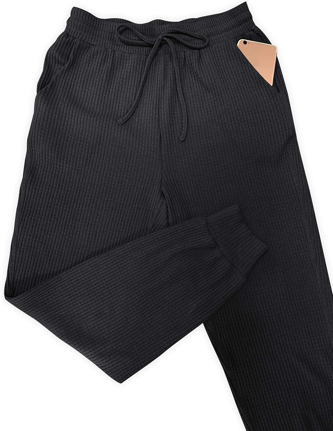 MIROL Women's Active Drawstring Joggers Pants Elastic Waist Waffle Knit Trousers Athletic Solid Color Sweatpants with Pockets: Clothing