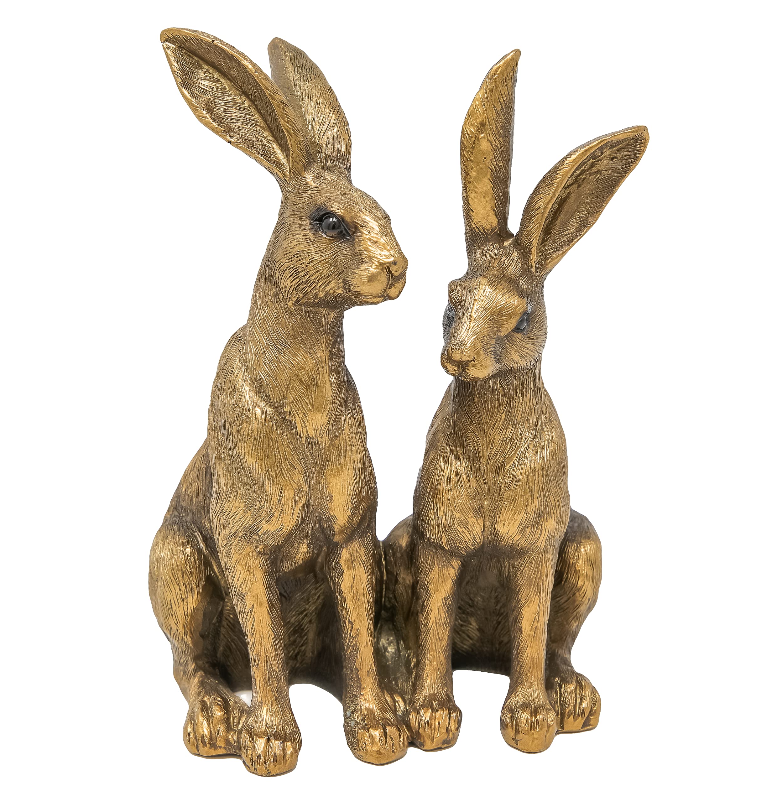 The Leonardo Collection Sitting Hares Resin Hare Sculpture Bronze or Wedding Gift Idea 15cm x 10cm x 7cm Approximately