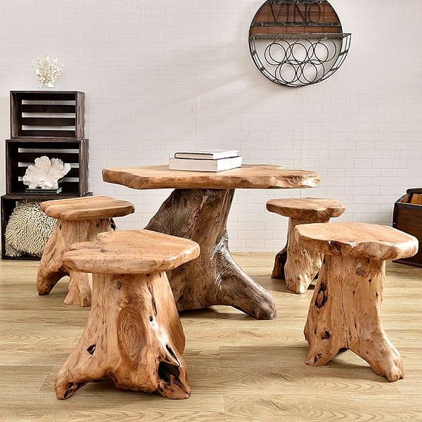 WELLAND NATURAL CEDAR STUMP STOOL, 14″ END TABLE, LIVE EDGE SIDE TABLE, PLANT STAND, SMALL NIGHTSTAND, MUSHROOM STOOL FOR LIVING ROOM, BEDROOM, PATIO, GARDEN