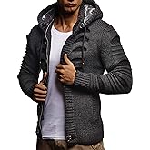 Leif Nelson Men's Stylish Knit Sweater With Buttons | Knitted Sweatshirt Pullover With Hood | Warm For Winter | LN5605