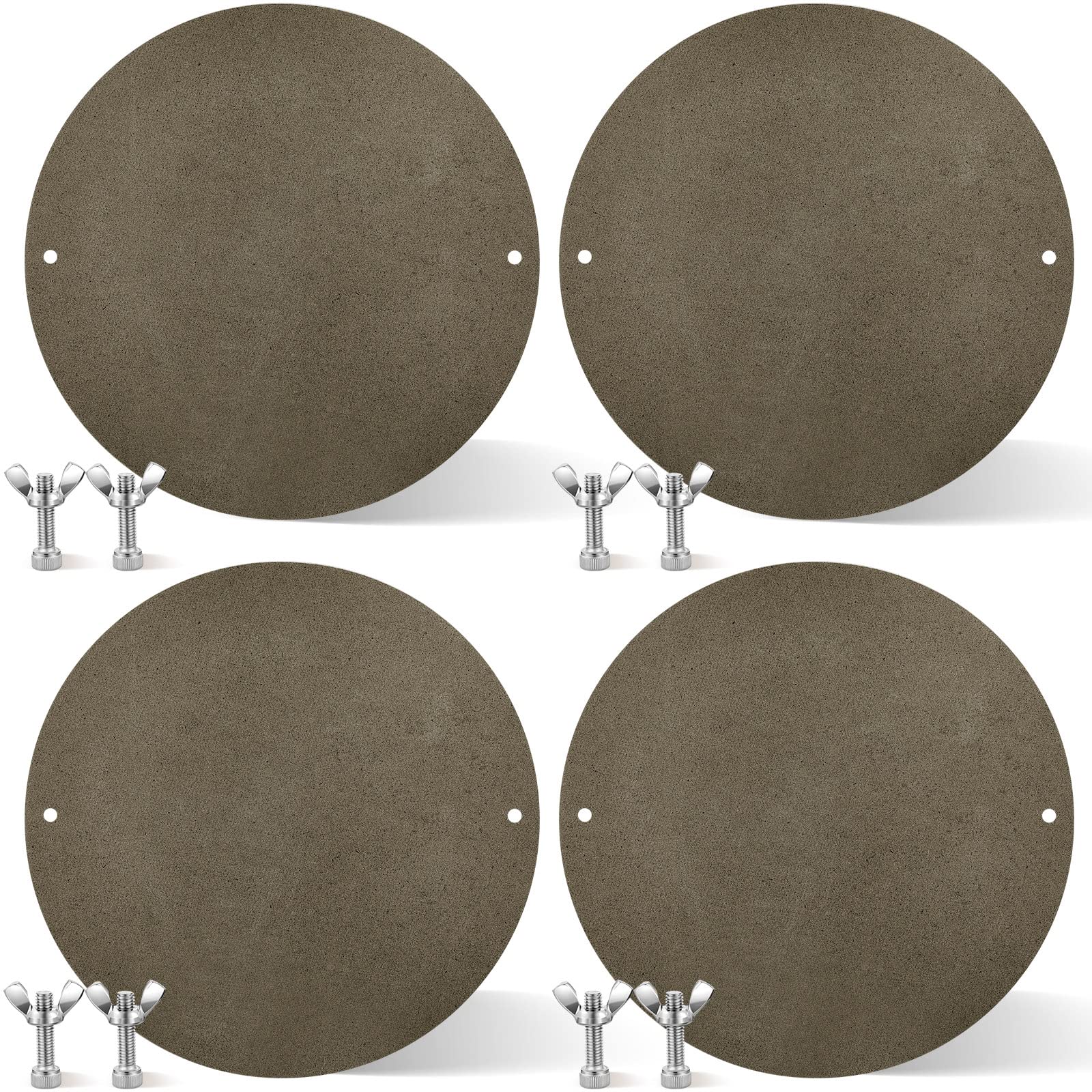 Photo 1 of Funtery 4 Pcs 12" Diameter Round Pottery Wheel Bat Pottery Bats Pre Drilled Bats for Pottery Wheel 1/4 Thick Clay Throwing Bats with 8 Pcs Replacement Bat Pins for Ceramic Clay Art(Black, 12")