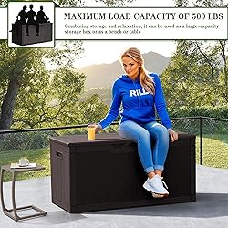 Greesum 100 Gallon Resin Deck Box Lockable Large