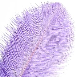 THARAHT Lavender Ostrich Feathers 12pcs Large