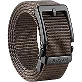 JUKMO Men's 1.5" Ratchet Belt - No Hole Adjustable Pin-Look Buckle for Jeans & Chinos | Trim-to-Fit Nylon Webbing