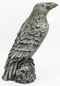 Raven Concrete Halloween Statue Cement Figurine Bird European Cast Stone Sculpture Crow Garden Statue Fowl Sculpture
