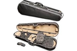 MI&VI AW-9001S Professional Hard Wood Viola Case (Full Size) | Luxury Silk Interior | Lightweight | | Hygrometer | Thermometer | Adjustable 15" to 16.5" Violas (Silver)