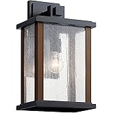 Kichler Marimount 17" Outdoor Wall Light in Black, 1-Light Exterior Wall Sconce with Clear Seeded Glass, (17" H x 10" W), 590