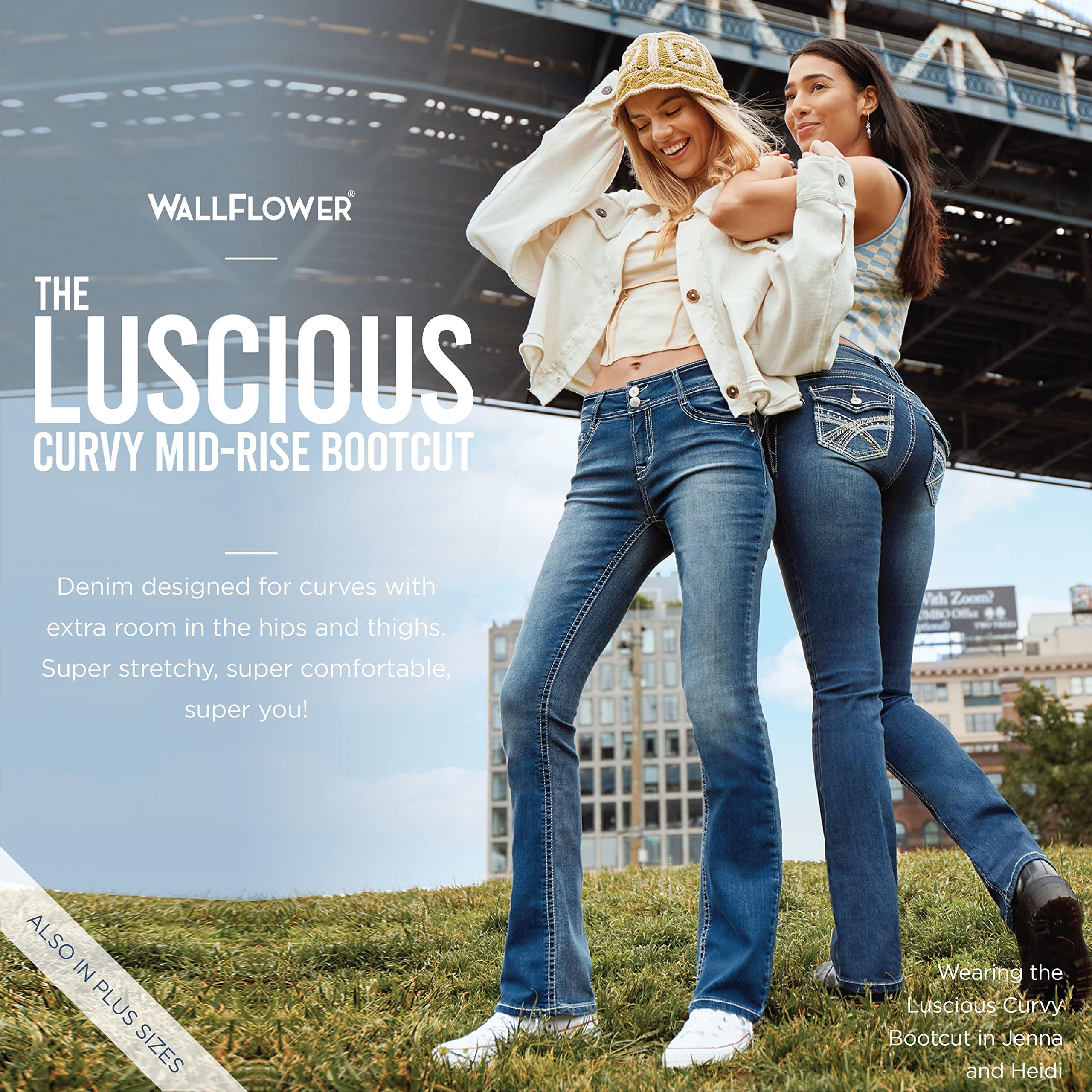 WallFlower Luscious Curvy Bootcut Jeans for Women Mid-Rise Insta Stretch Denim, Size Inclusive Juniors Jeans, Sizes 0 to 24