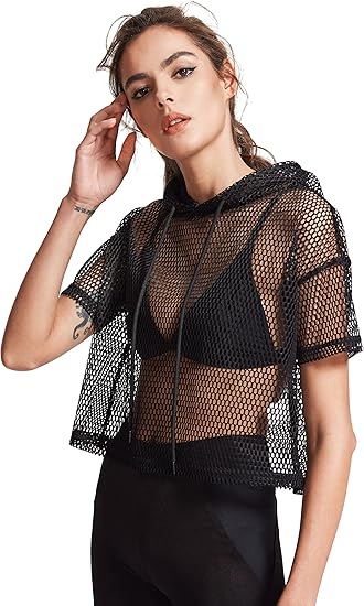 mesh hoodie crop top