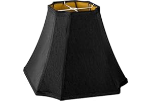GO&SO GO&S0 13.2" Medium Bell Lamp Shade Black,Octagonal Lampshade for Table Lamps,Floor Lamp Replac-6.5"x13.2"x10.6"(Spider) Modern Shade for Nightstand,Faux Silk Easy Assembly Required (Set of 1)