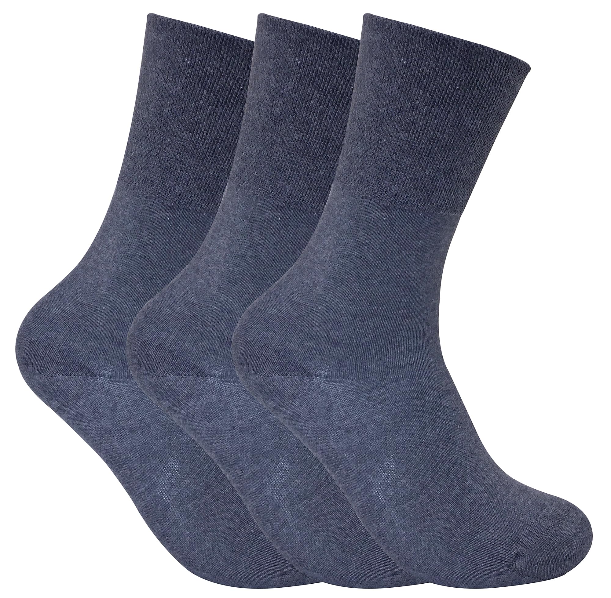 3 Pack Ladies Thin Wide Top Non Elastic Thermal Diabetic Socks for Poor Circulation (4-8 UK, THRDIAL03)