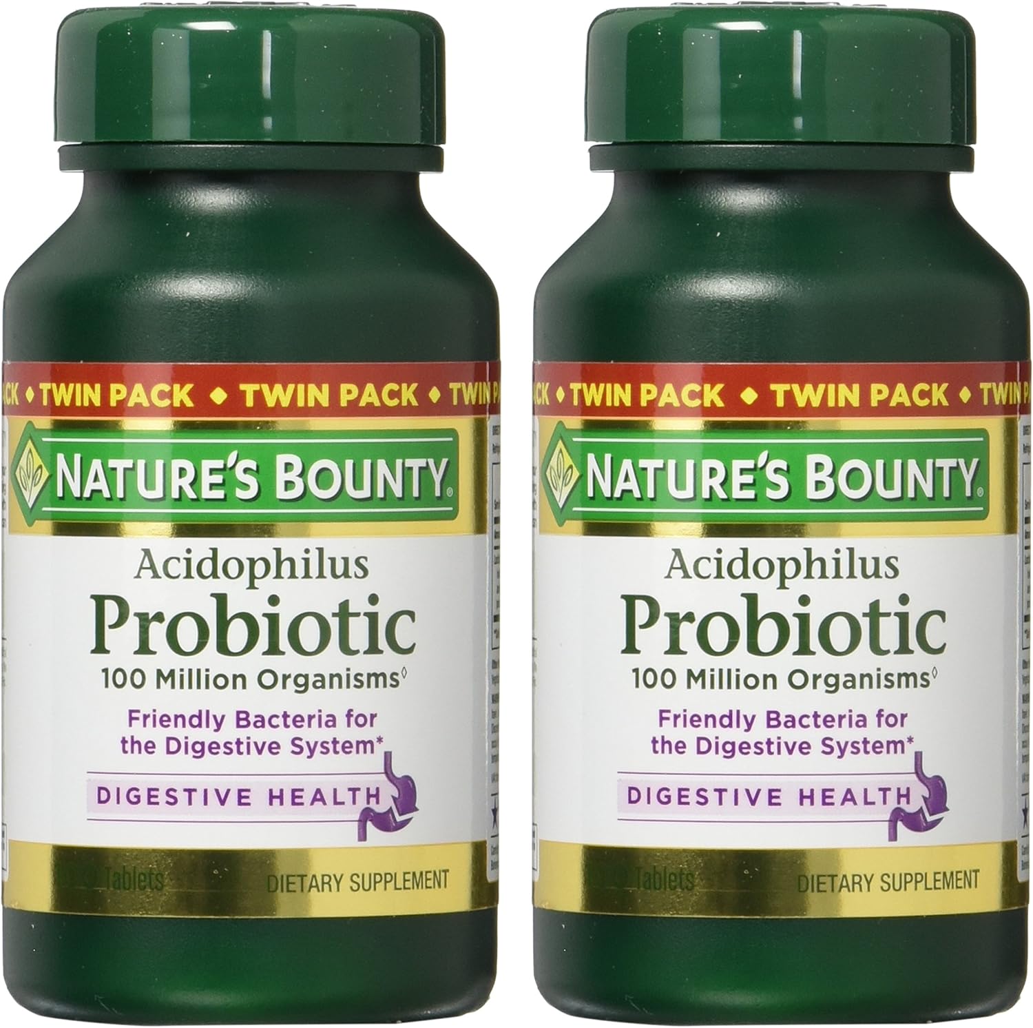 Acidophilus Probiotic by Nature's Bounty, Dietary Supplement, For Digestive Health, Twin Pack, 200 Tablets: Health & Personal Care