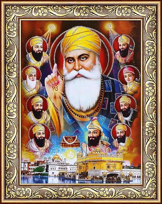 Avercart Guru Nanak Dev Ji with All Ten Sikh Gurus Poster 5x7 inch